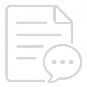 Icon of a document with a speech bubble, representing engaging content built through SEO and content marketing.