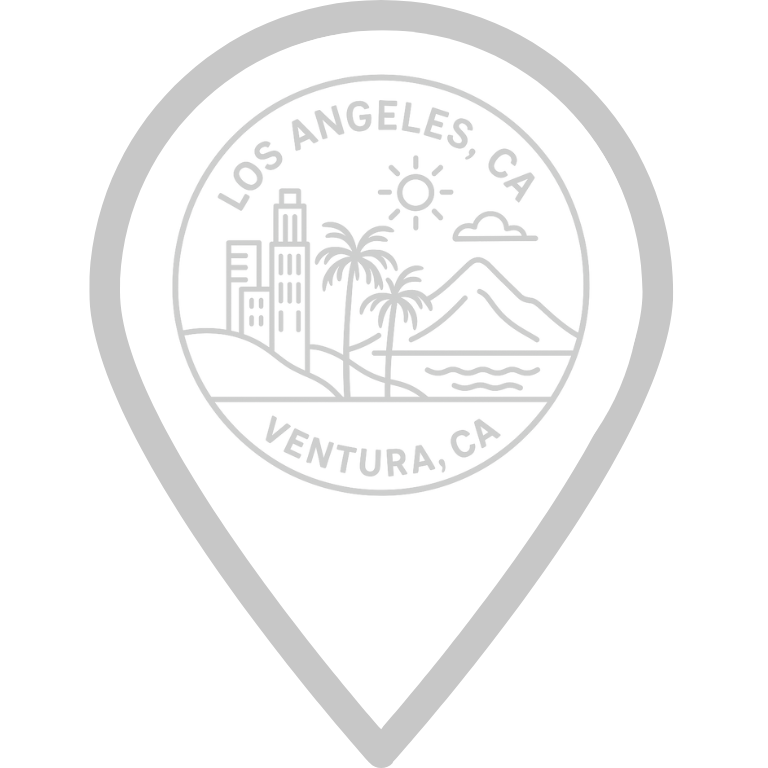 Badge icon featuring Los Angeles and Ventura scenery representing Local Root Marketing’s service areas in Southern California